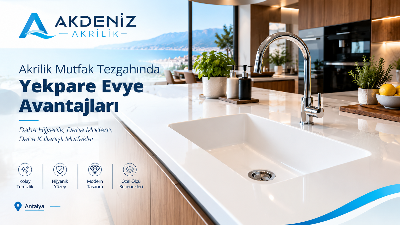Akrilik Mutfak Tezgahında Yekpare Evye Avantajları