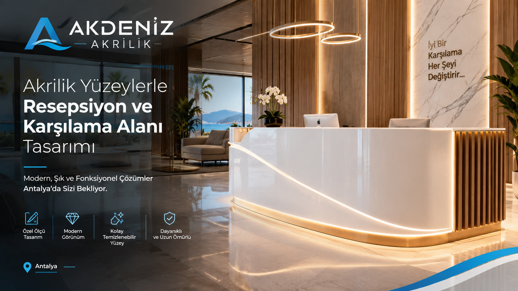 Akrilik Yüzeylerle Resepsiyon ve Karşılama Alanı Tasarımı