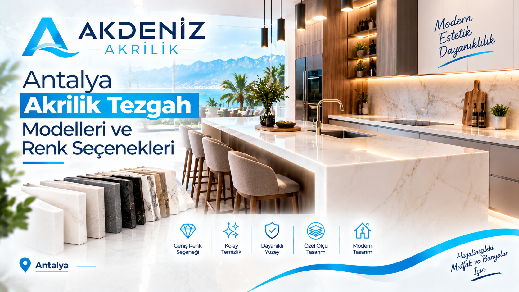 Antalya Akrilik Tezgah Modelleri ve Renk Seçenekleri